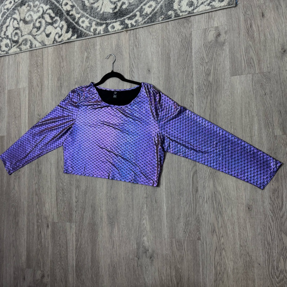 SHEIN Curve Purple Mermaid Scale Crop Top | 3XL